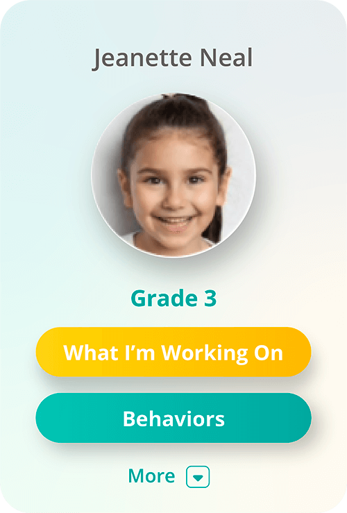 Screenshot of RethinkEd smartphone app student profile
