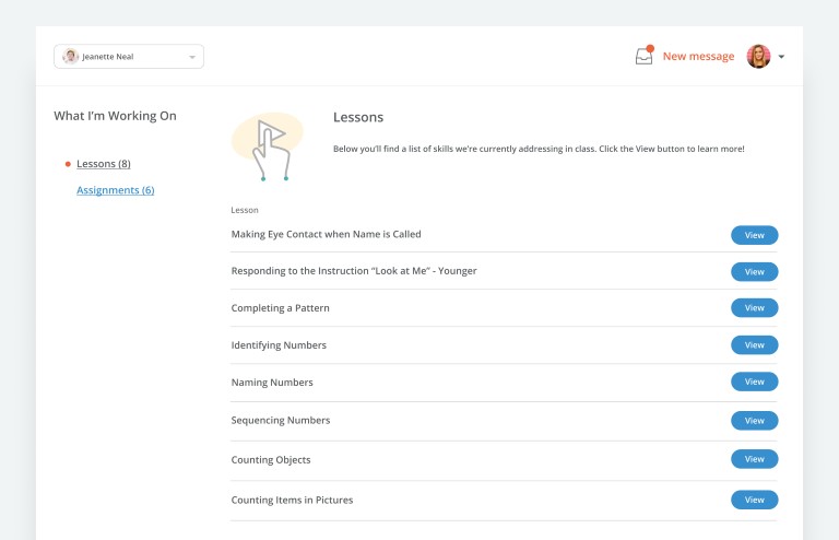 RethinkEd family portal featuring what I’m working on list, lessons, assignments, notifications