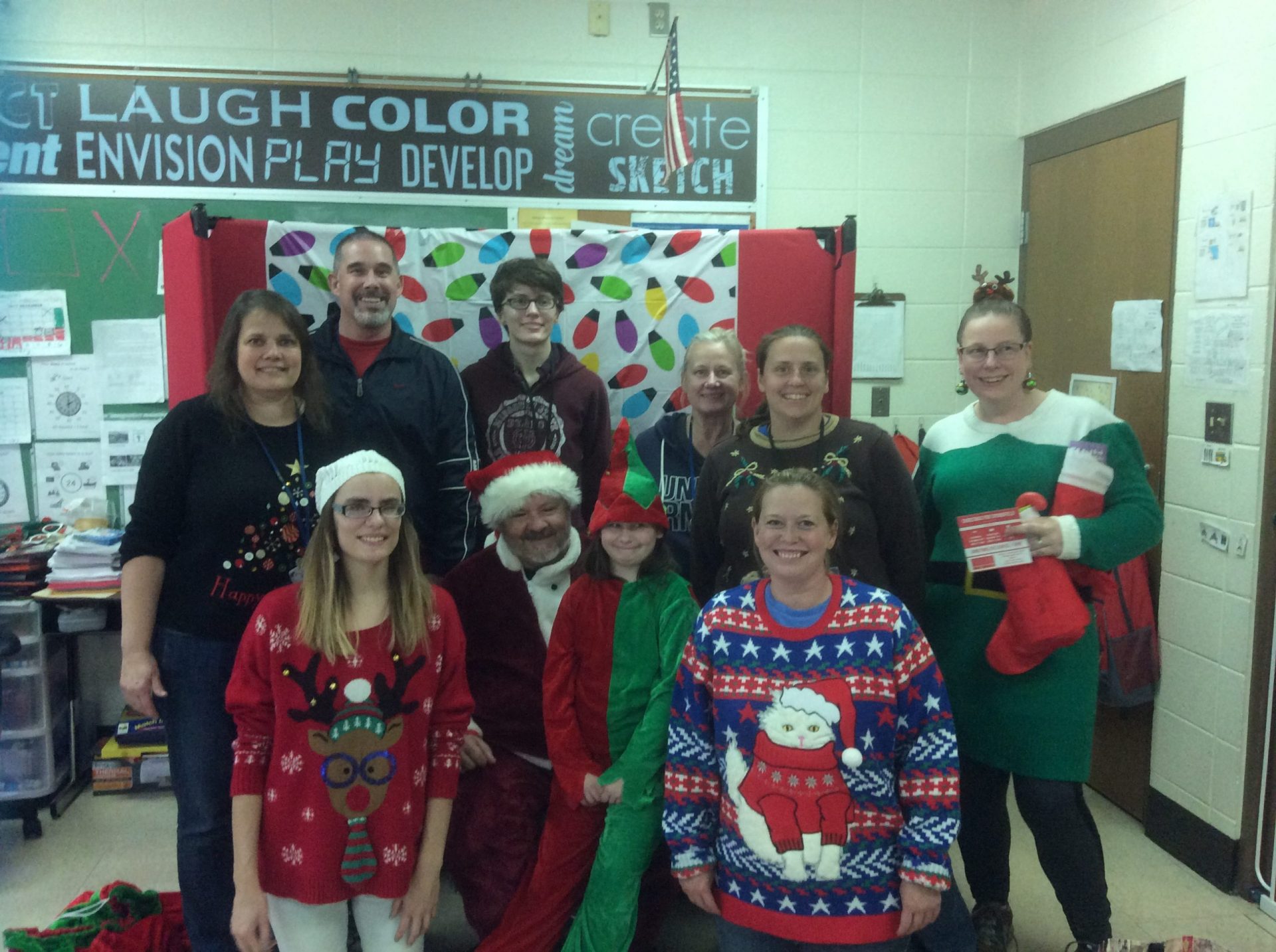 Ms. Lawson and staff (along with Santa and an elf)