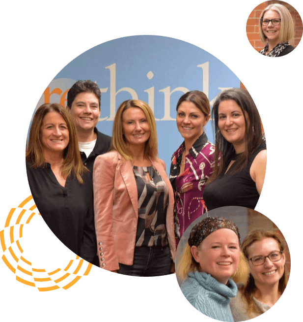 Circle collage of woman RethinkEd employees