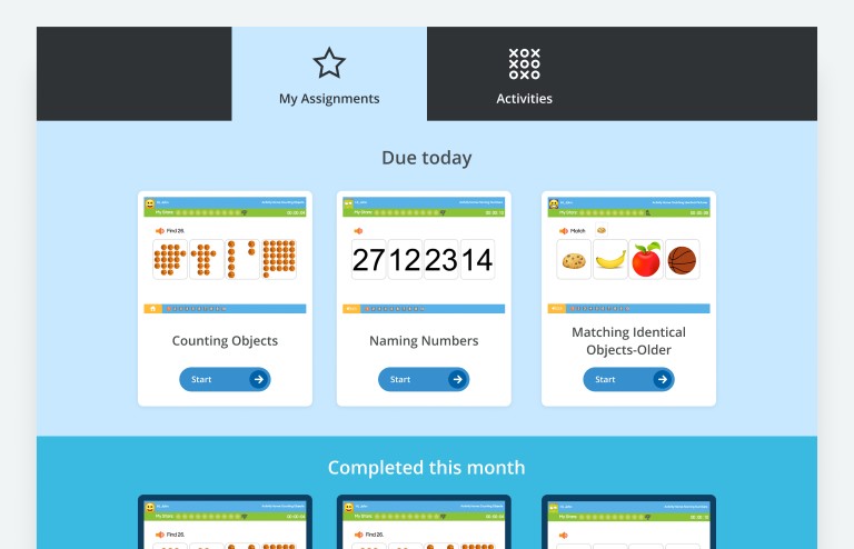 Screenshot of RethinkEd student center with my assignments due today and completed this month