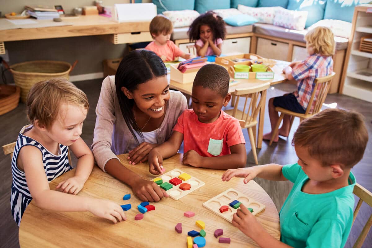 Classroom teacher with young students small group