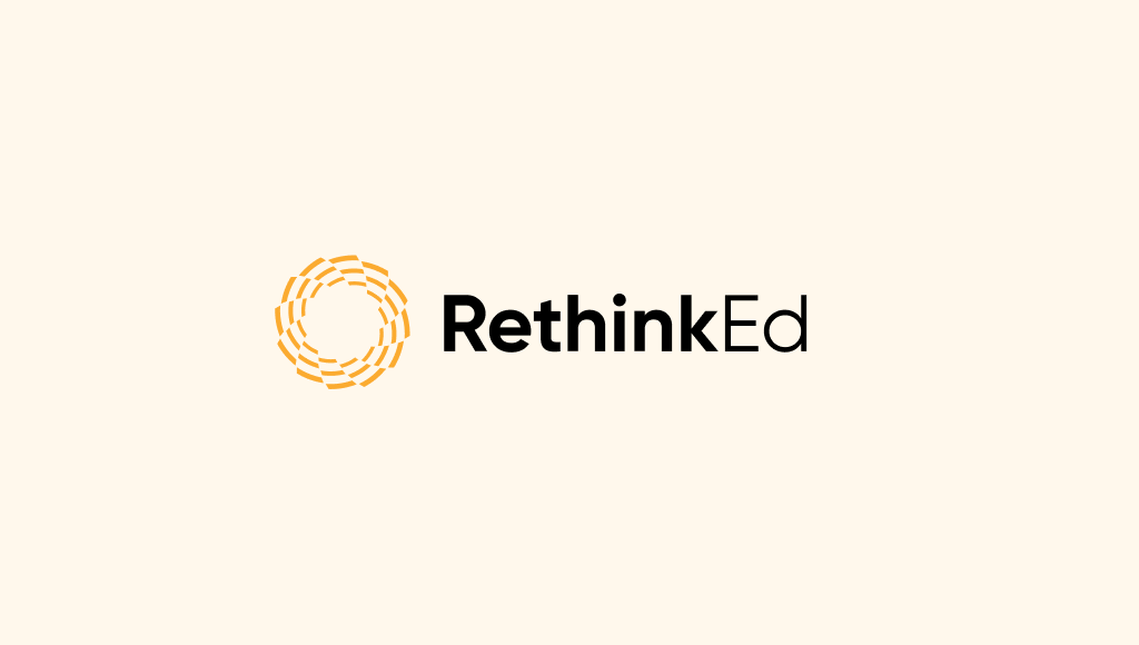 RethinkEd logo on light orange background
