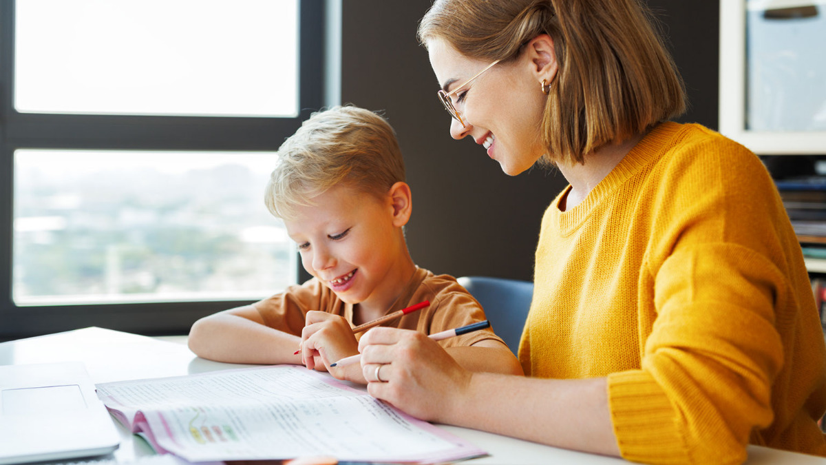 parent helping student with homework