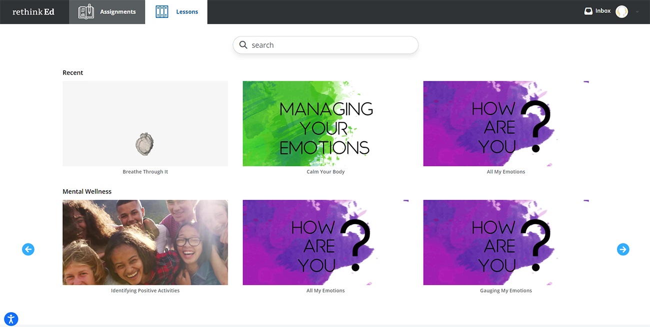 Screenshot of RethinkEd Student Mental Wellness Activity video lesson - 6th Grade