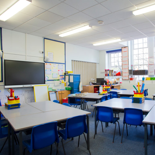 empty modern primary school classroom