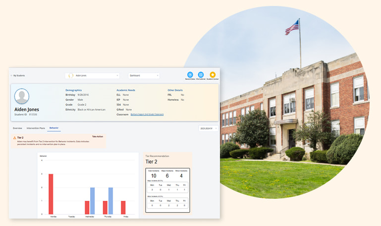 school building overlapped by RethinkEd Mental Health platform