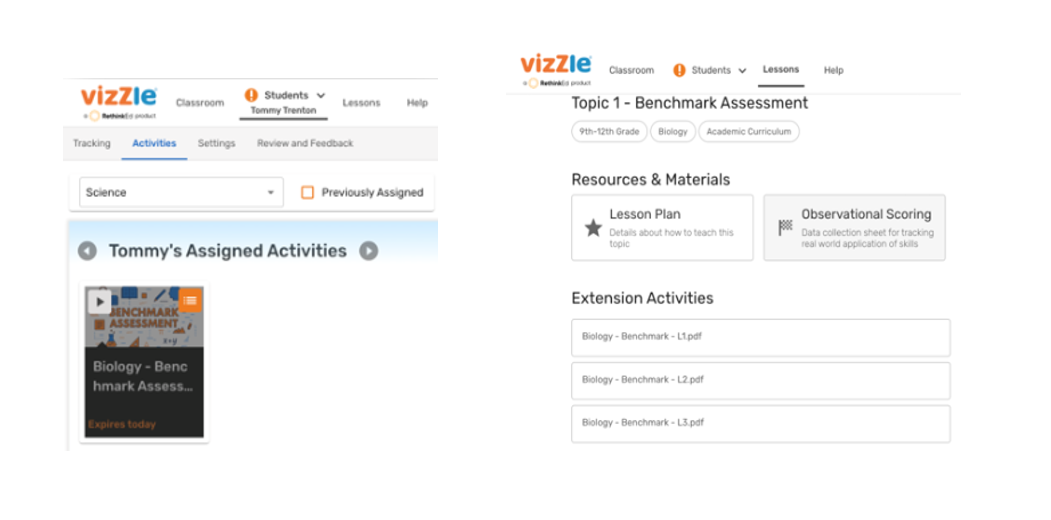 Benchmark assessment for the RethinkEd Vizzle K–12 curriculum